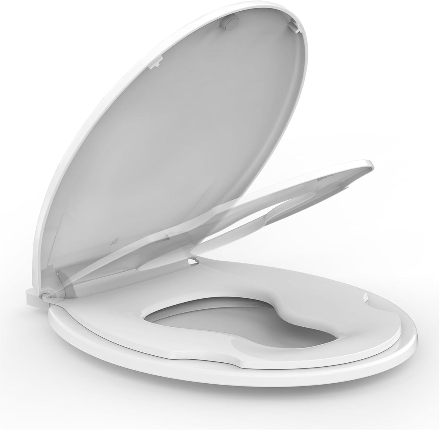 White Elongated Toilet Seat, Slow Close Toilet Cover Seat for Easy Clean and Stain-Resistant, Plastic Toilet Seat with Cover, Quick-Release Hinges and Quick-Attach Hardware