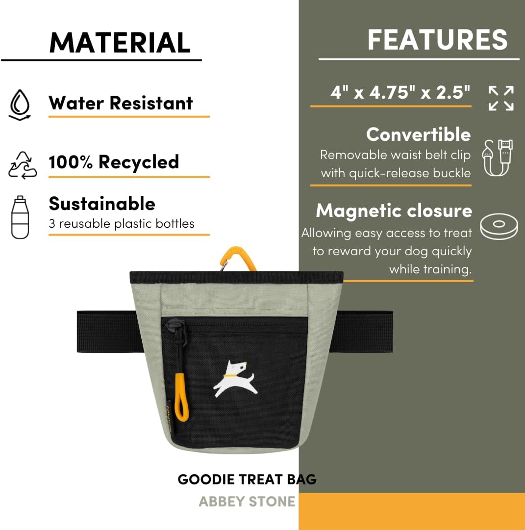 OllyDog Goodie Treat Bag, Dog Treat Pouch, Waist Belt Clip for Hands-Free Training, Magnetic Closure, Dog Training and Behavior Aids, Three Ways to Wear (Wet Weather)