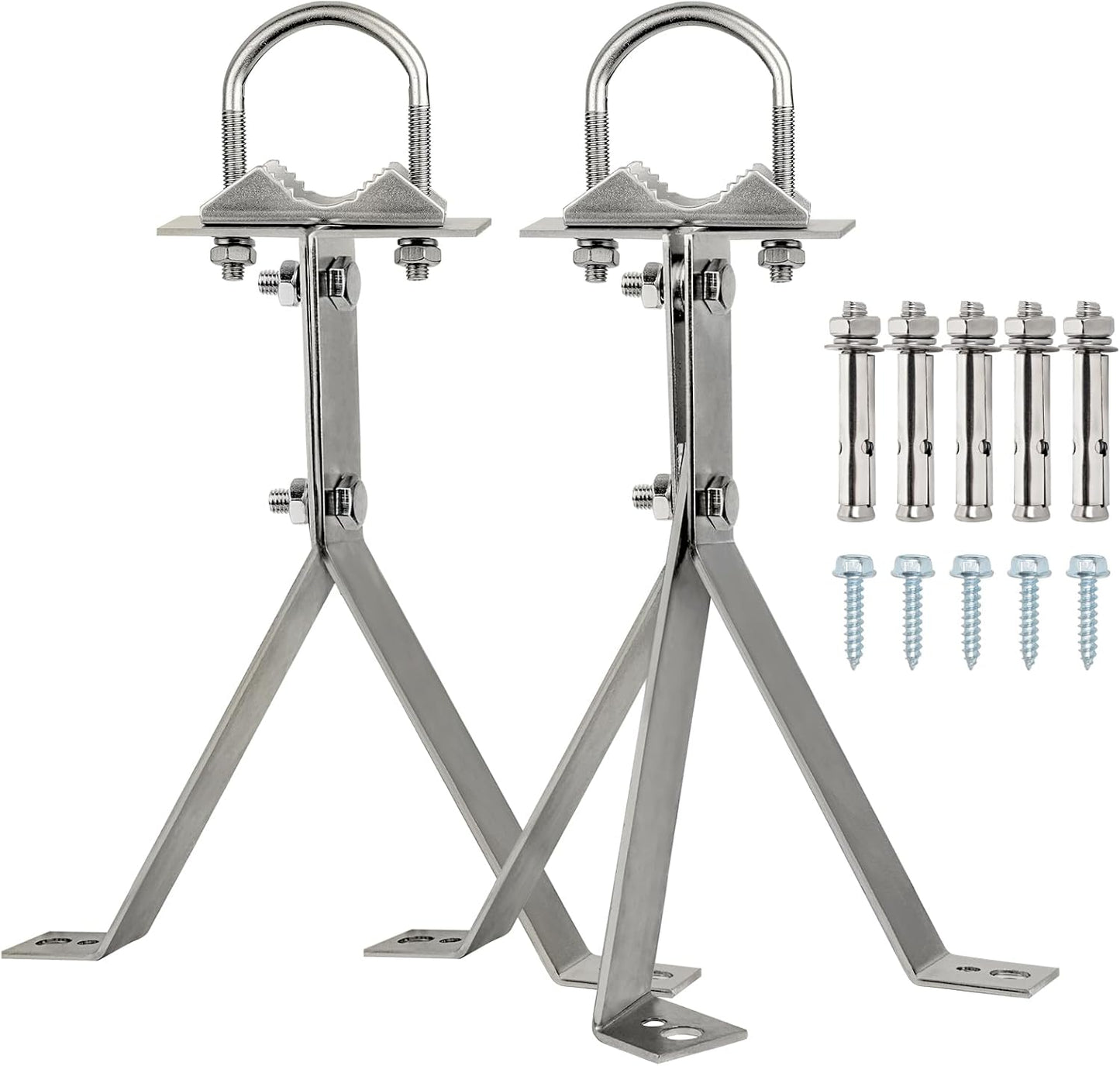 XRDS-RF 16 Inch Heavy-Duty Wall Mount Stand Off Mast for TV Antenna - Windproof Mounting Bracket (2-Leg + 2-Leg)
