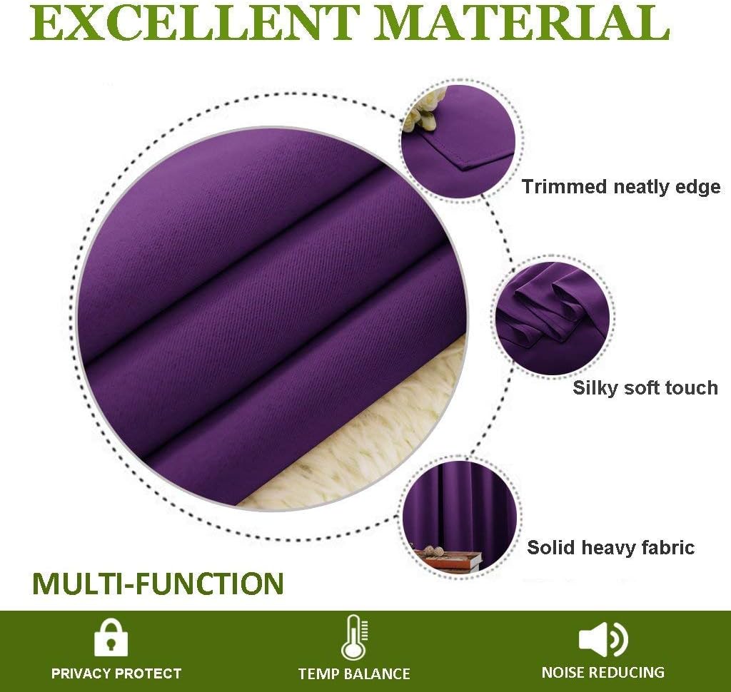 NICETOWN Blackout Curtains 2 Panels for Bedroom- Thermal Insulated Grommet Blackout Curtains 63 Inches Long for Living Room/Kitchen Rideaux occultants (2 Panels, W42 x L63 -Inch,Grey) - PuriLite