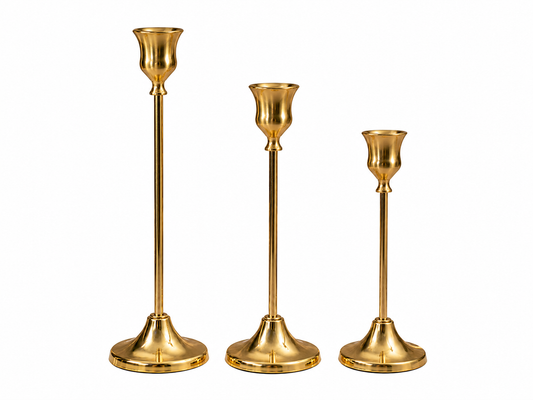 Elegant Candle Stand Set – 3 Pieces | Curved Design & Straight Design | Luxury Home & Event Décor