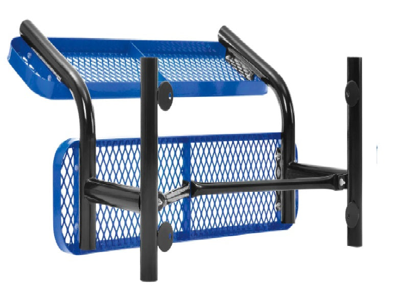 Global Industrial™ 4' Outdoor Steel Bench w/ Backrest, Expanded Metal, Blue