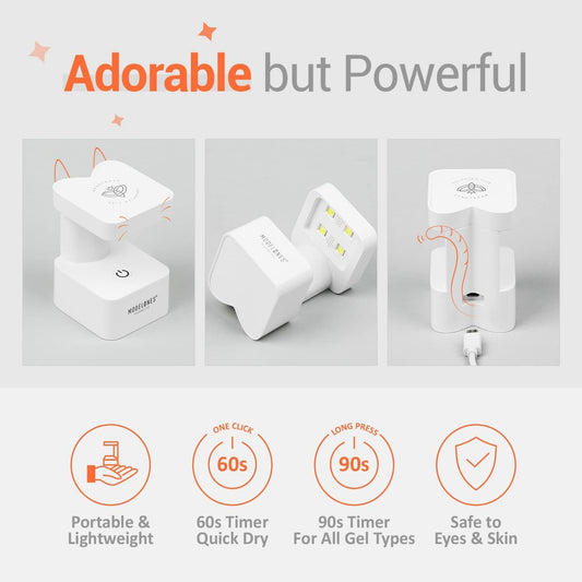 UV Nail Light, Modelones Innovative UV Led Nail Lamp, Mini Gel Nail Lamp for Gel Polish, Quickly-Dry Nail Cure Lamp, Nail Dryer for Travel Manicure, Nail UV Light for Nail Extension System, White