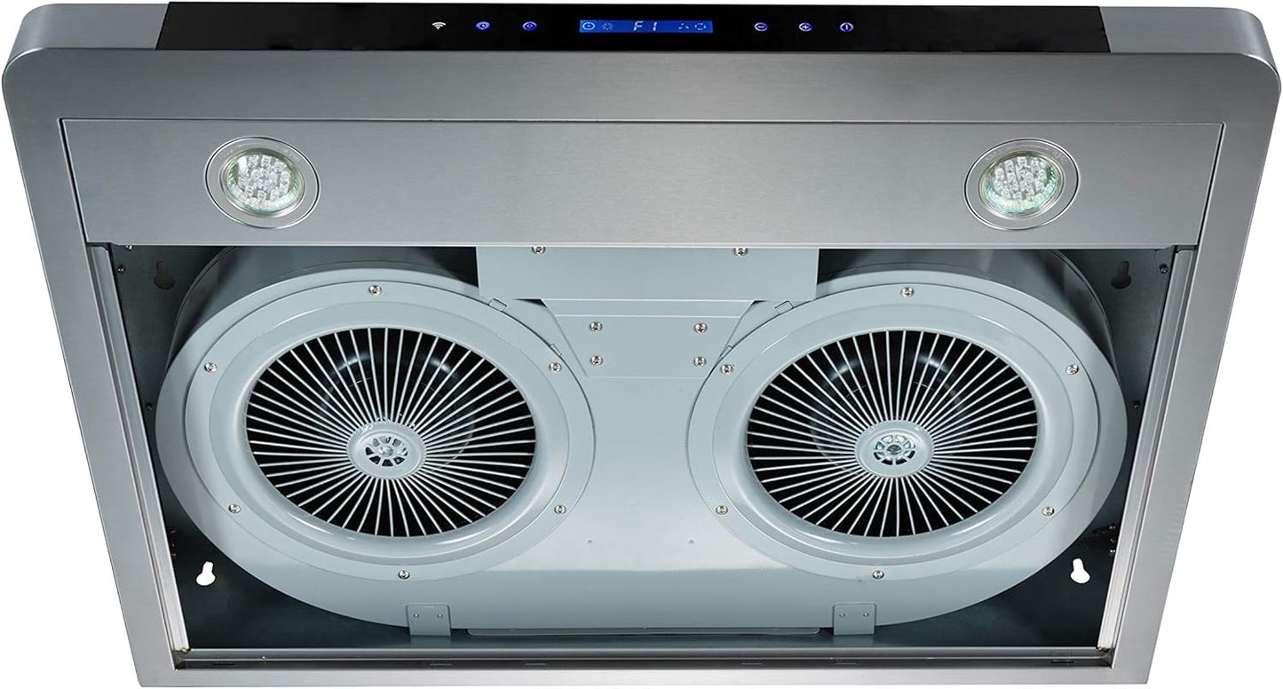 ROXON 860 CFM Centrifugal Blower type motor (High Grade) 30 Inches Under Cabinet Range Hood Kitchen Exhaust Fan Stainless Steel RXN-U15BS-30