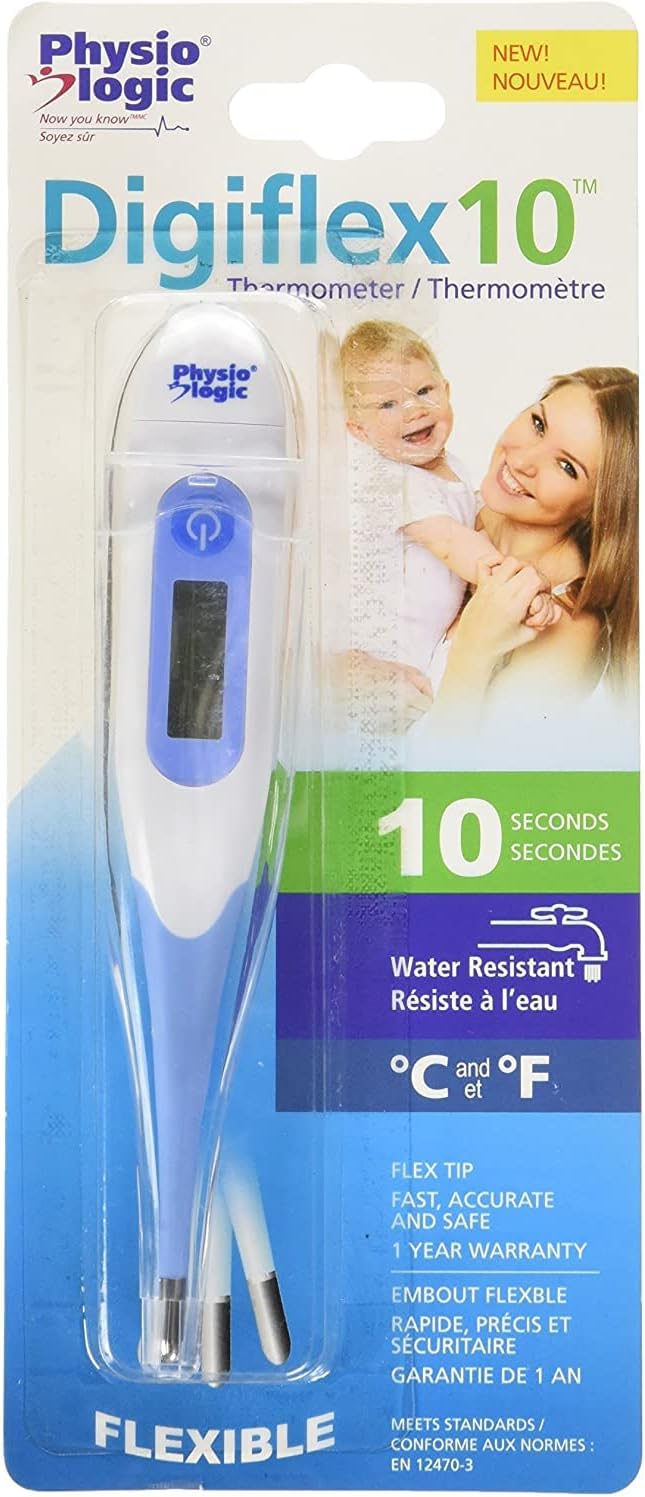 Physio Logic Digiflex 10 Digital Thermometer with Ten Second Results, Clinically Proven Accuracy in Less Than Ten Seconds, Fahrenheit or Celsius, Flexible Tip for Added Comfort and Safety