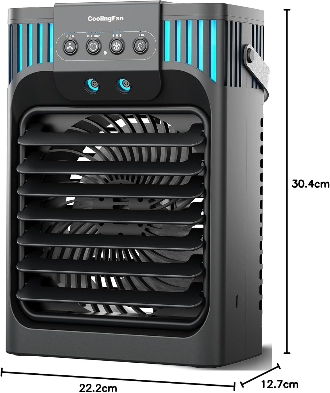 Portable Air Conditioner, LEAEYFE 3 Higher Speeds With 1200ml Extra Large Water Tank, 7 Color Lights 2/8 Hour Timer, 120° OscillatingCooling Fan For Desk, Home, Bed and Living Room