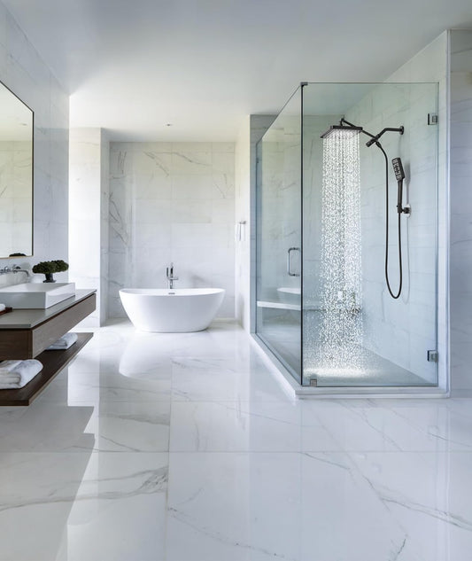 Purilite Select High Pressure Rain Shower Head with Handheld Spray – 12” Adjustable Dual Rainfall & Waterfall Shower Head Combo, Matte Black Bathroom Shower System