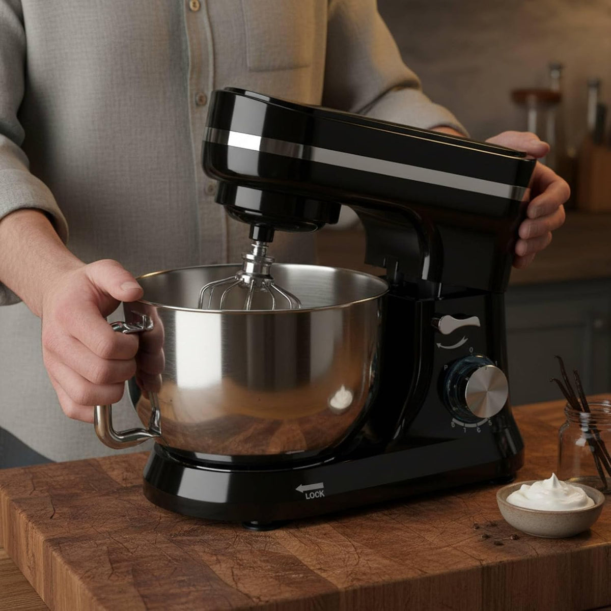 Commercial Mixer High Performance Kitchen Appliance Versatile Attachments Mixing Control Stainless Steel Bowl Suitable for Family Cooking Small Bakery