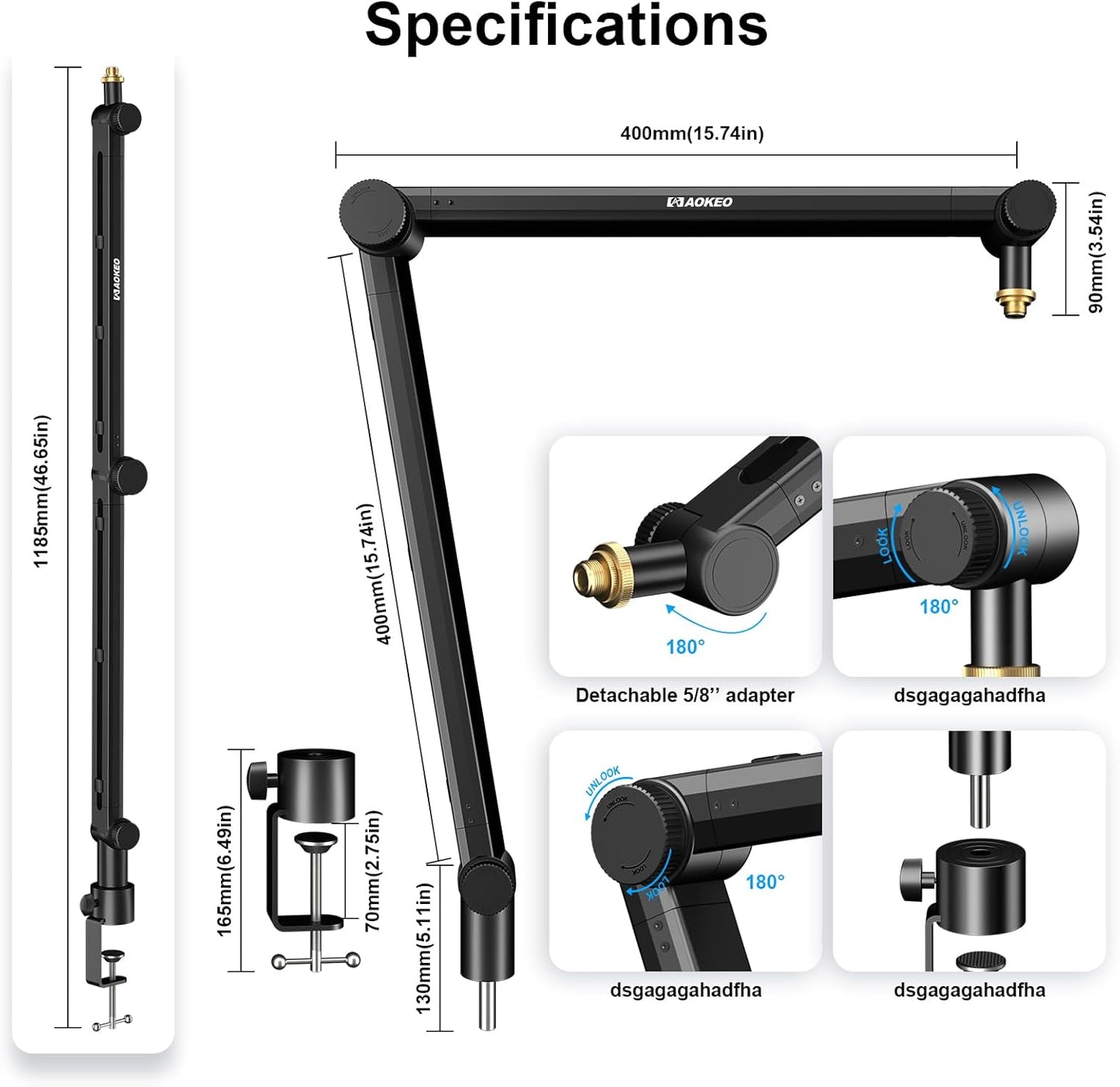 Microphone Arm,Aokeo AK-35 Microphone Desk Stand-Microphone Suspension Boom Scissor Arm Stand For Blue Yeti,Blue Snowball iCE,QuadCast,Elgato
