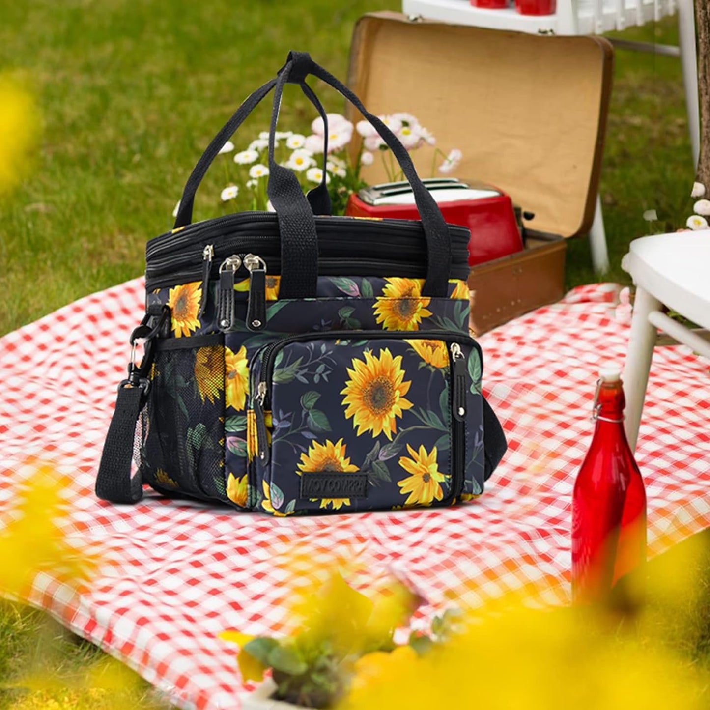 Lunch Bag Women Insulated Lunch Box for Work, Purple Expandable Large Lunch Bags, Leakproof Double Deck Lunch Box Cooler Bag(Purple)