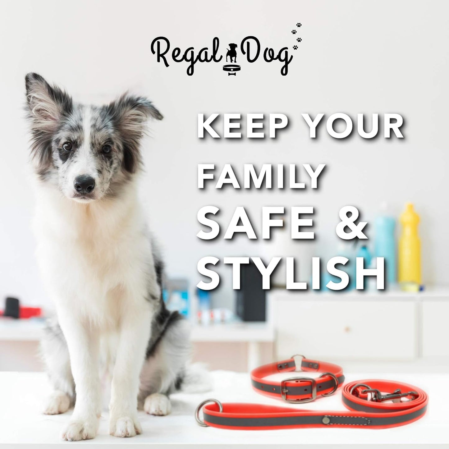 Regal Dog Products Large Pink Heavy Duty Reflective Dog Collar with Center Ring, Metal Buckle and D Ring | Anti-Odor Adjustable Biothane Waterproof Dog Collar | Other Sizes for Small & Medium Dogs