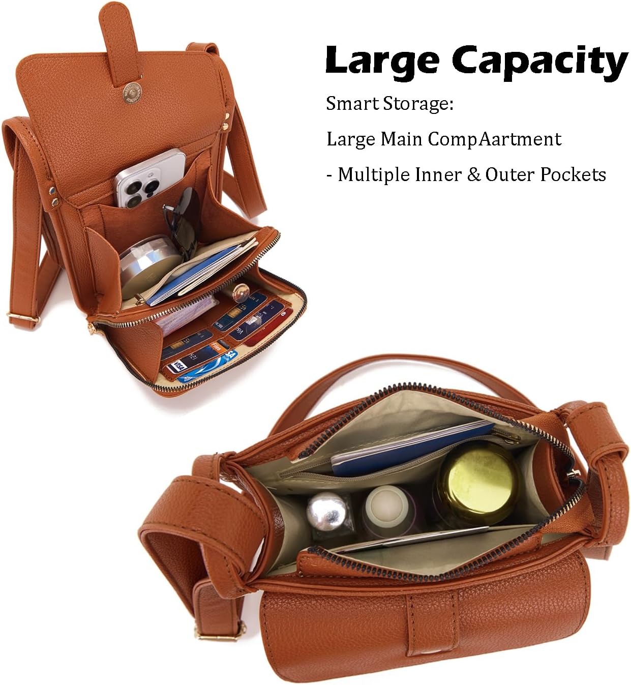 Lexiyat Crossbody Purses for Women Trendy Cell Phone Bag Leather Shoulder Handbags with Card Slots