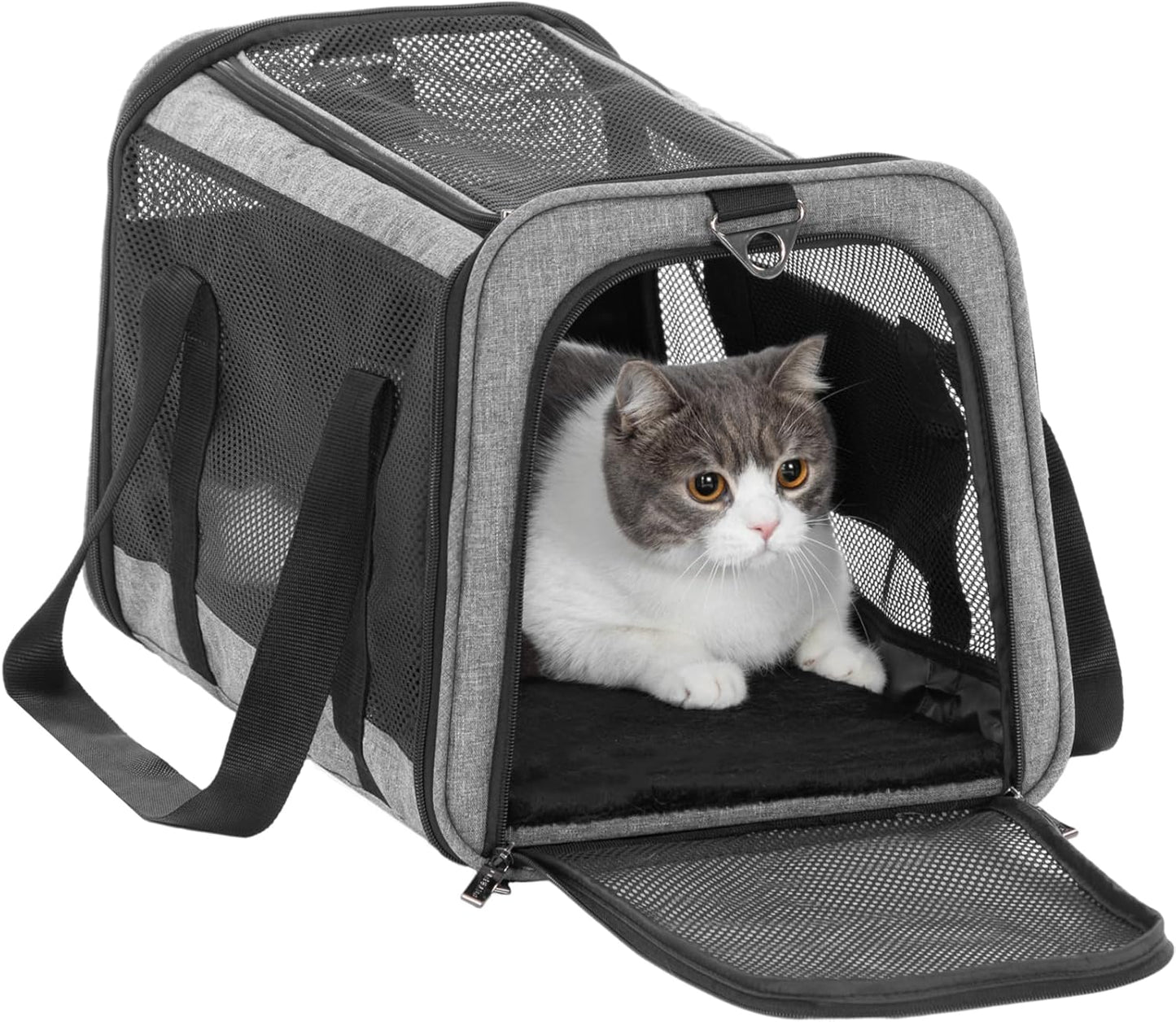 Petsfit Pet Carrier Airline Approved, Soft-Sided Cat Carrier with Patented Car Buckle, Lightweight and Collapsible with Adjustable Shoulder Strap, Soft Cushion,Green