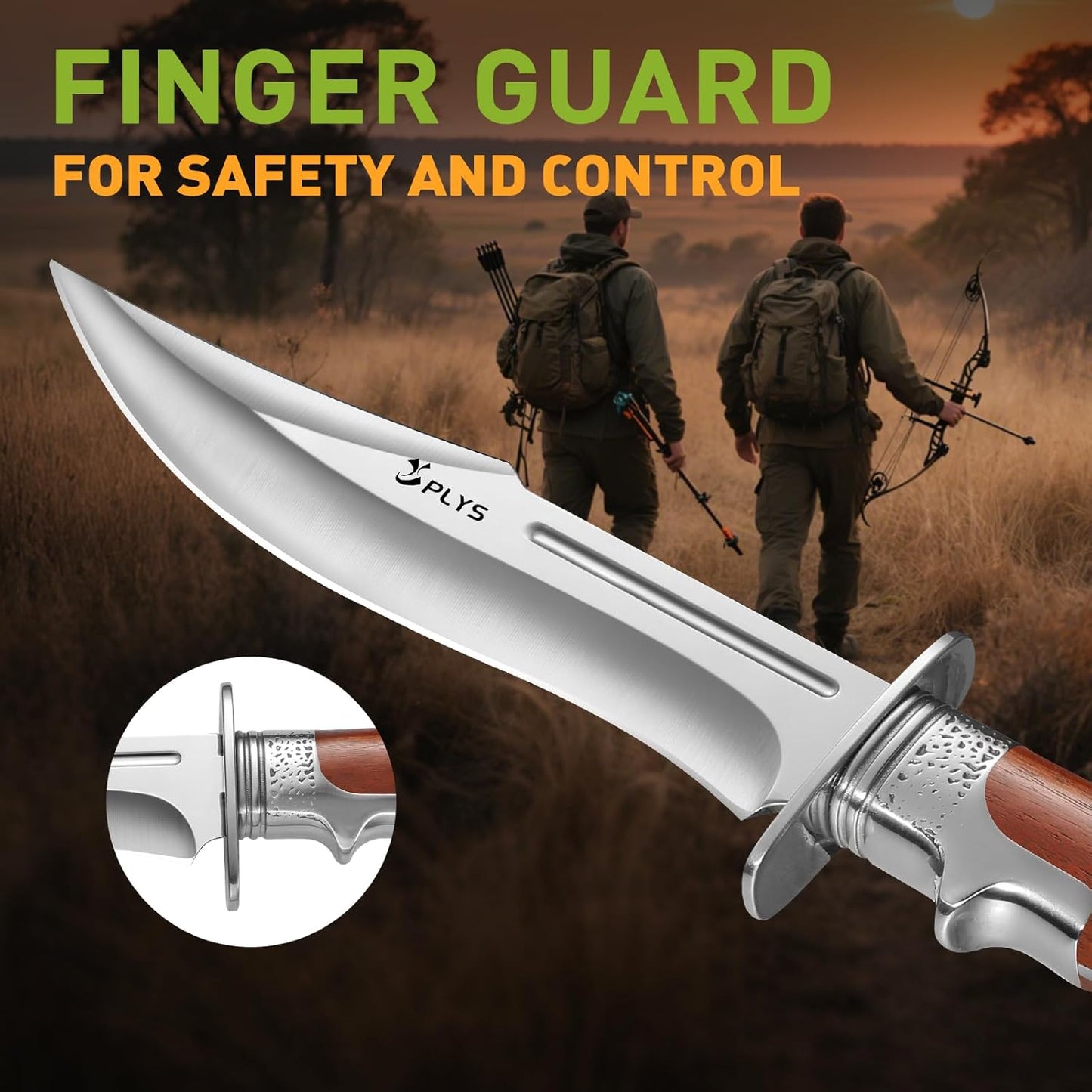 Hunting Knife with Sheath Camping Knife: Fixed Blade Outdoor Knives for Men - 17.5cm Sharp Blade Full Tang Bushcraft Knives for Survival