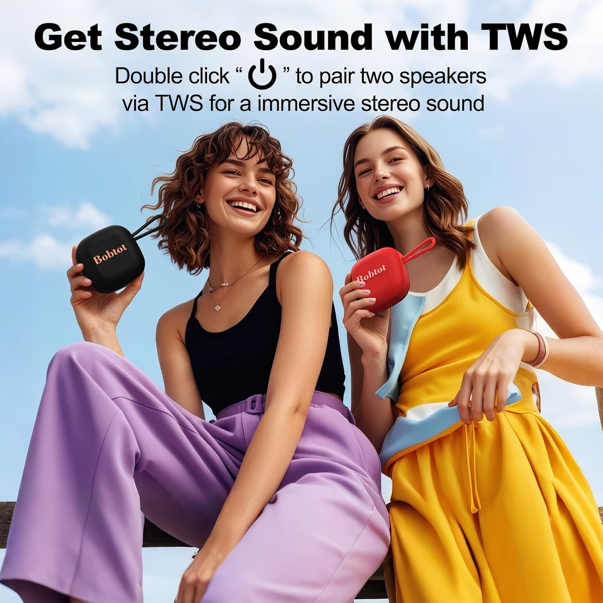 Bobtot Portable Bluetooth Speakers Wireless Speaker with Built-in Mic, Red