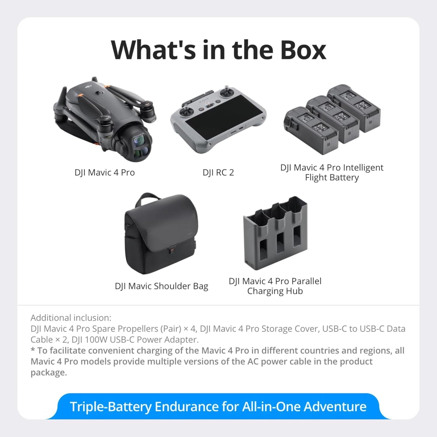 DJI Mavic 4 Pro Fly More Combo with DJI RC 2, Flagship Tri-Camera Drone with 100MP 4/3 CMOS Hasselblad Camera, 30km Video Transmission, 51-Min Max Flight Time, Charging Hub, and More