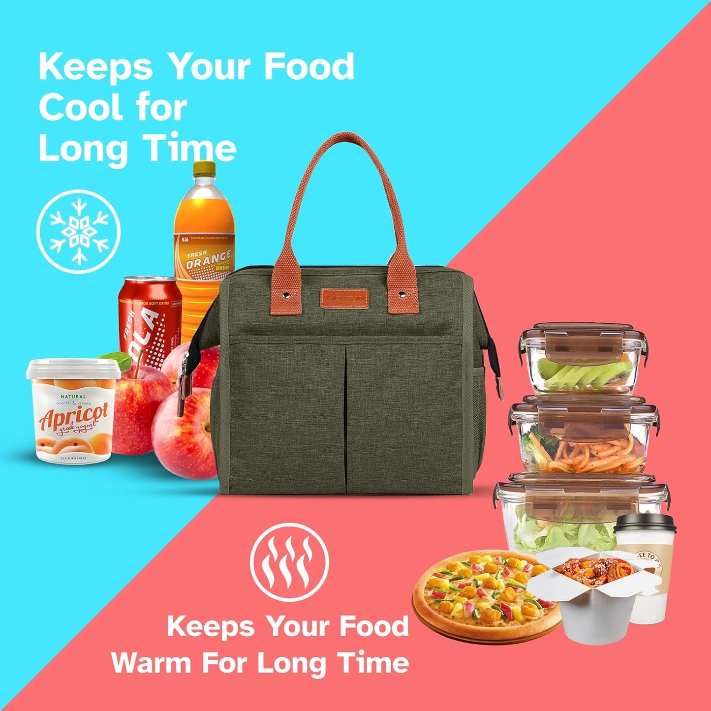 Lunch Bag for Women & Men, Insulated Lunch Box Cooler Tote Bags, Adult Reusable Lunch Boxes with Water Resistant for Work, Travel and Picnic (Grey)