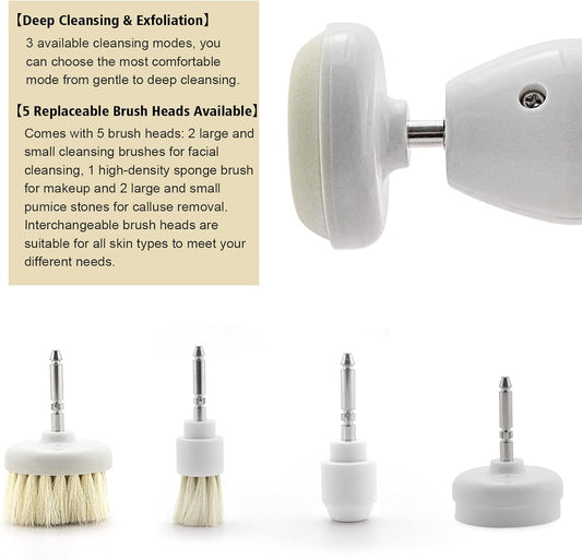 Face Brush Set Skin Care Portable Electric Facial Scrub Brush Instrument Elitzia ETLW019B - PuriLite