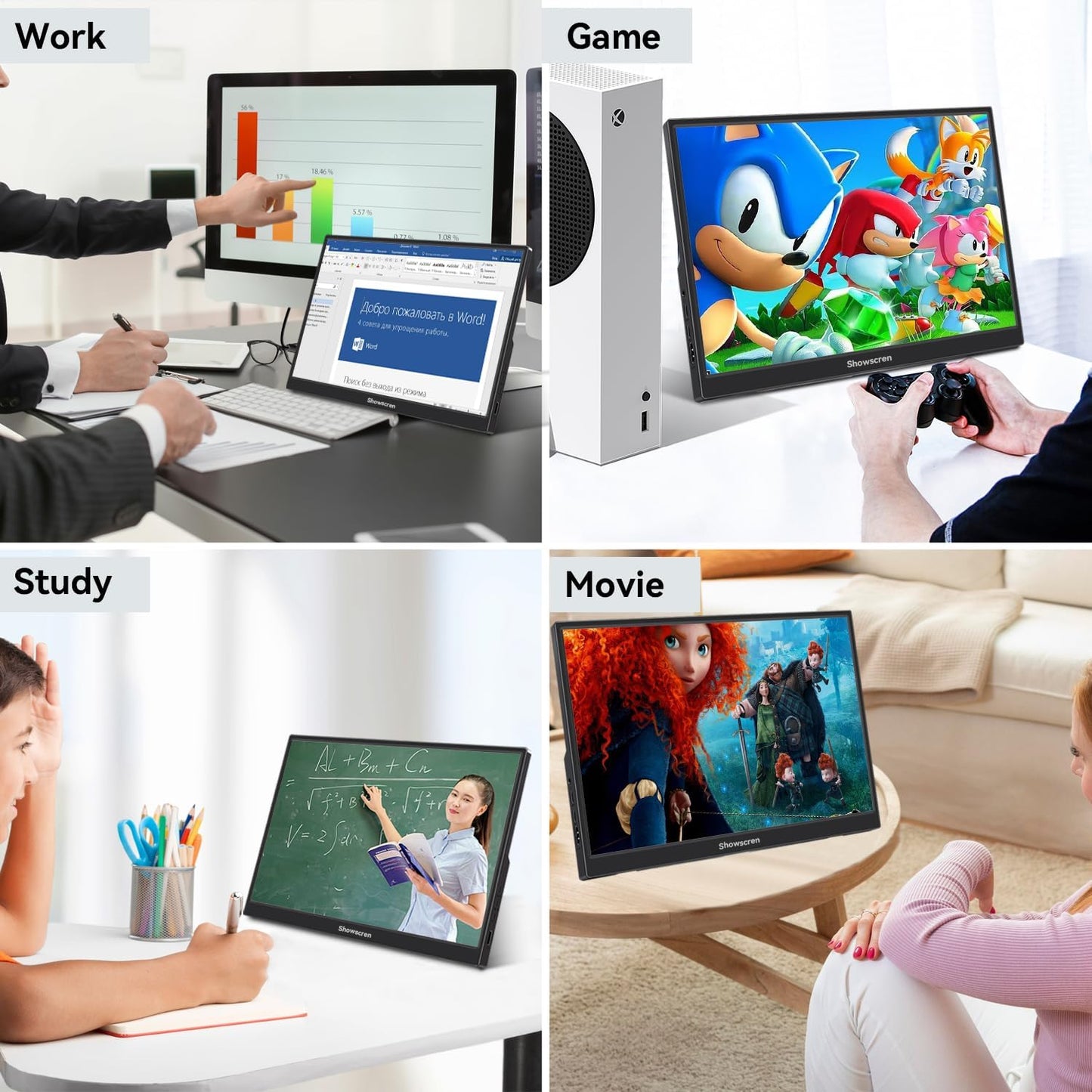 Portable Monitor 16 Inch 1920X1200P FHD Dual USB-C HDMI Travel Portable Monitor with Stand &Speakers, Eye Care IPS External Laptop Monitor for Computer/PC/Raspberry Pi/ PS5/Switch, Plug&Play