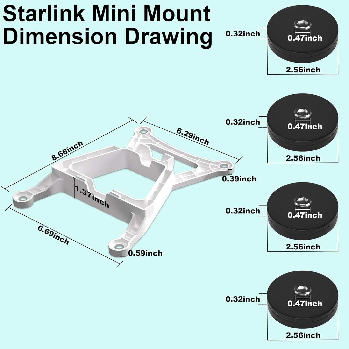 Starlink Mini Magnetic Mount,Starlink Mini Roof Mount,Starlink Mini Car Roof Mount for Cars,RVs,Vans,Yachts,Boat(Magnetic Mount)
