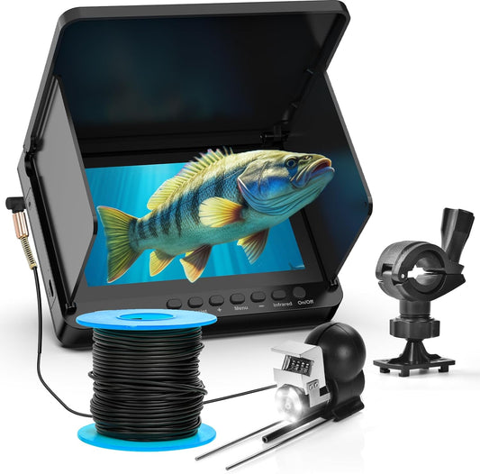 Underwater Fishing Camera, Portable Video Cameras Fish Finder, 5 Inch HD LCD Monitor, 8pcs Infrared Lights Night Vision, Waterproof Fishing Camera for Ice Lake Boat Sea Kayak Fishing