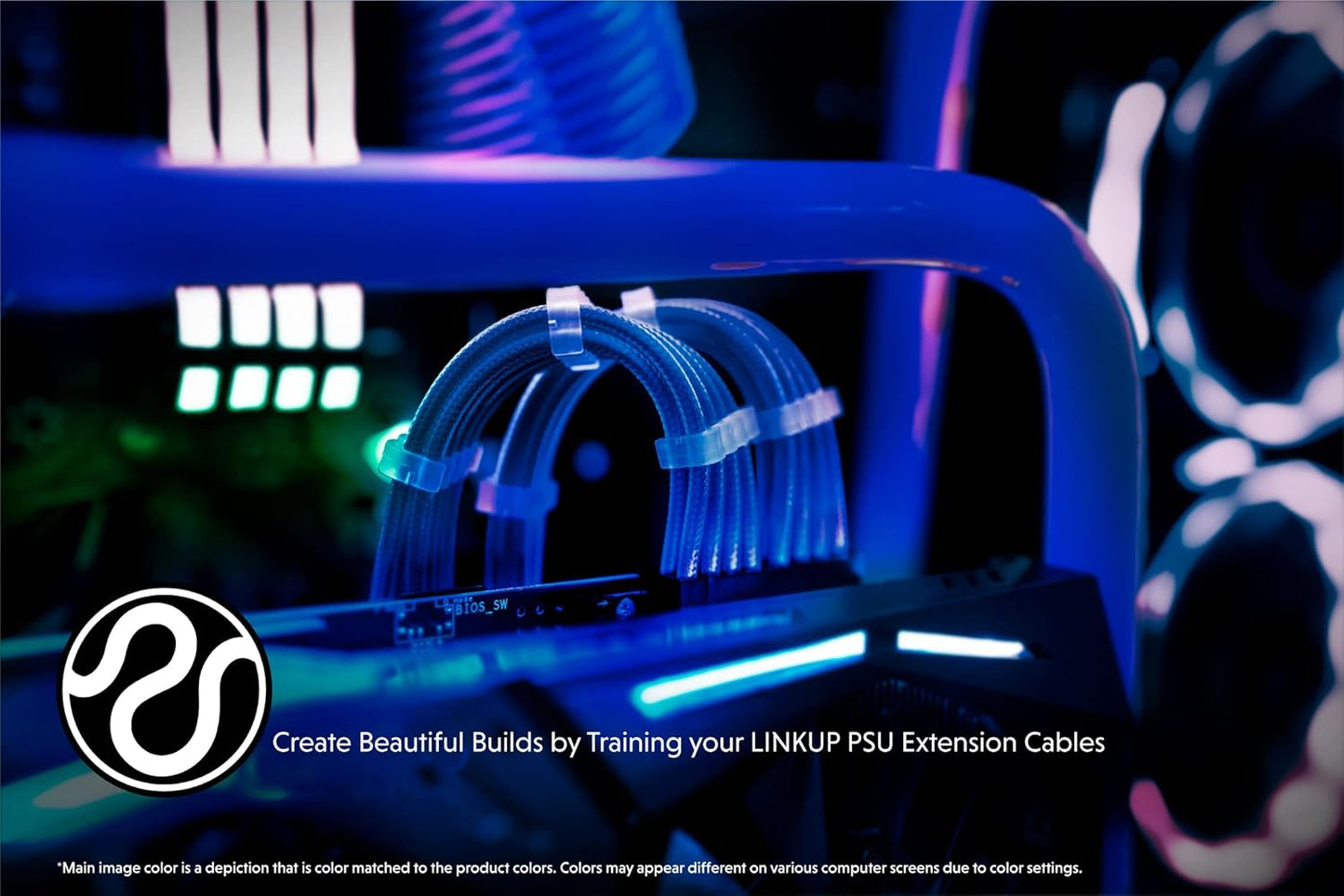 LINKUP - 30cm Super Soft and Flexible PSU Cable Extension Sleeved Custom Mod GPU PC Braided w/Comb Kit | 1 x 24 P (20+4) | 2 x 8 P (4+4) CPU | 2 x 8 P (6+2) GPU Set | 300mm - Blackgreen