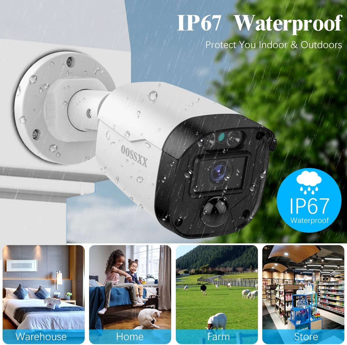 (Full HD 5MP Definition) Outdoor Wired Security Camera System Surveillance Cameras CCTV Camera for Home Security System DVR Systems