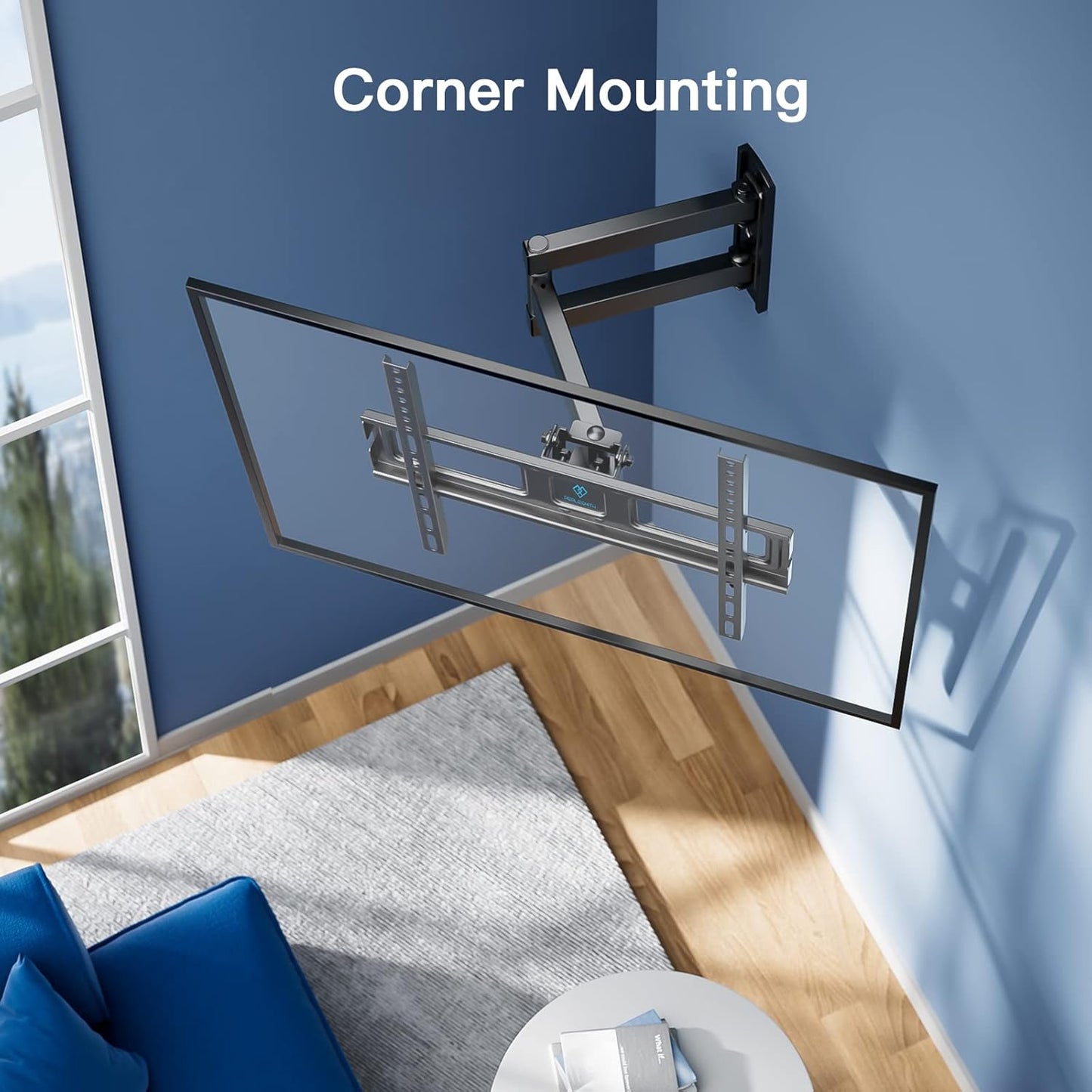PERLESMITH Full Motion TV Wall Mount for 26-55 inch Flat Curved Screen TV up to 70lbs, Corner TV Wall Mount TV Bracket with Articulating Arm Swivel Extension Tilt, TV Mount MAX VESA 400x400mm, PSMFK7