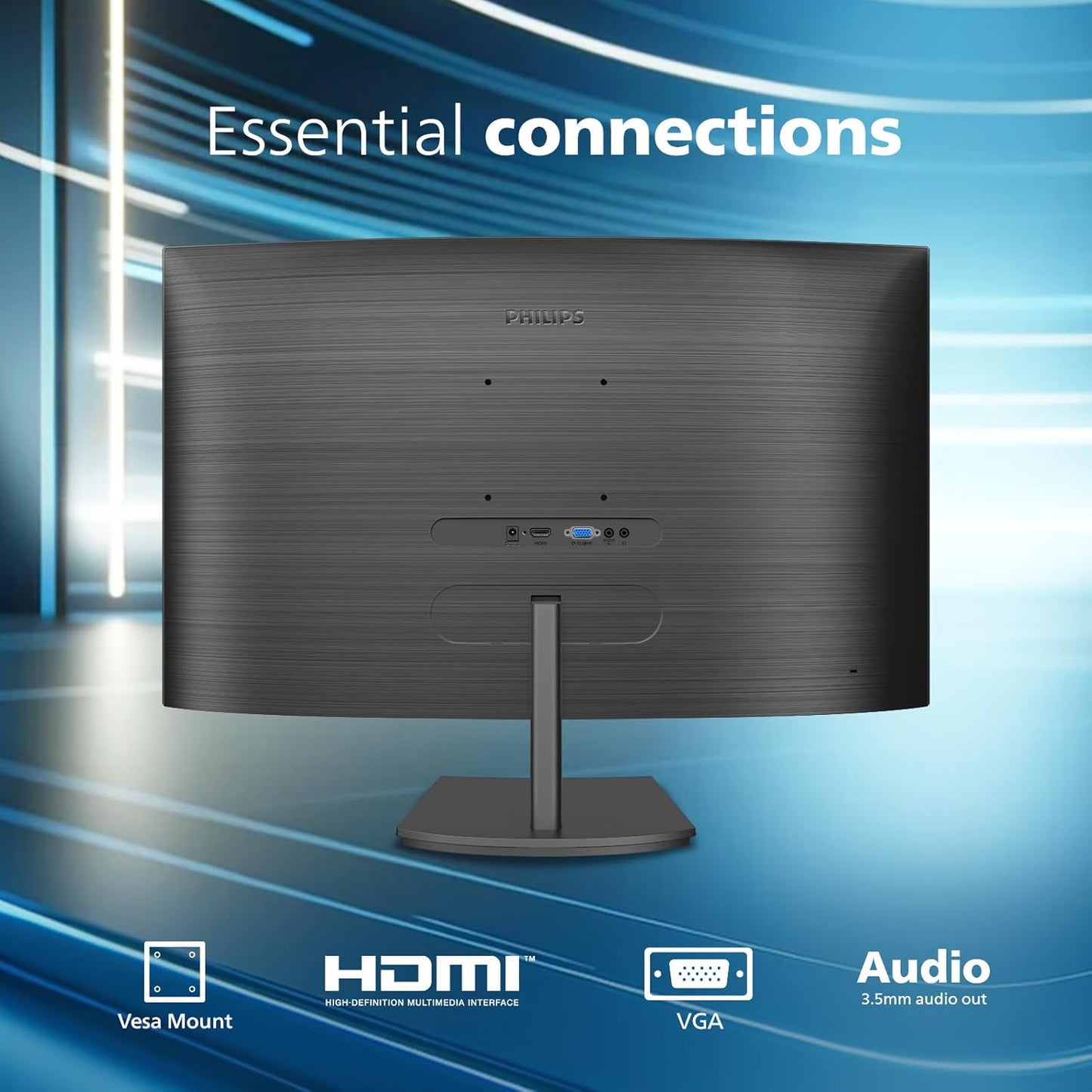 Philips 22 inch Class Thin Full HD (1920 x 1080) 75Hz Monitor, VESA, HDMI & VGA Port, 221V8LN
