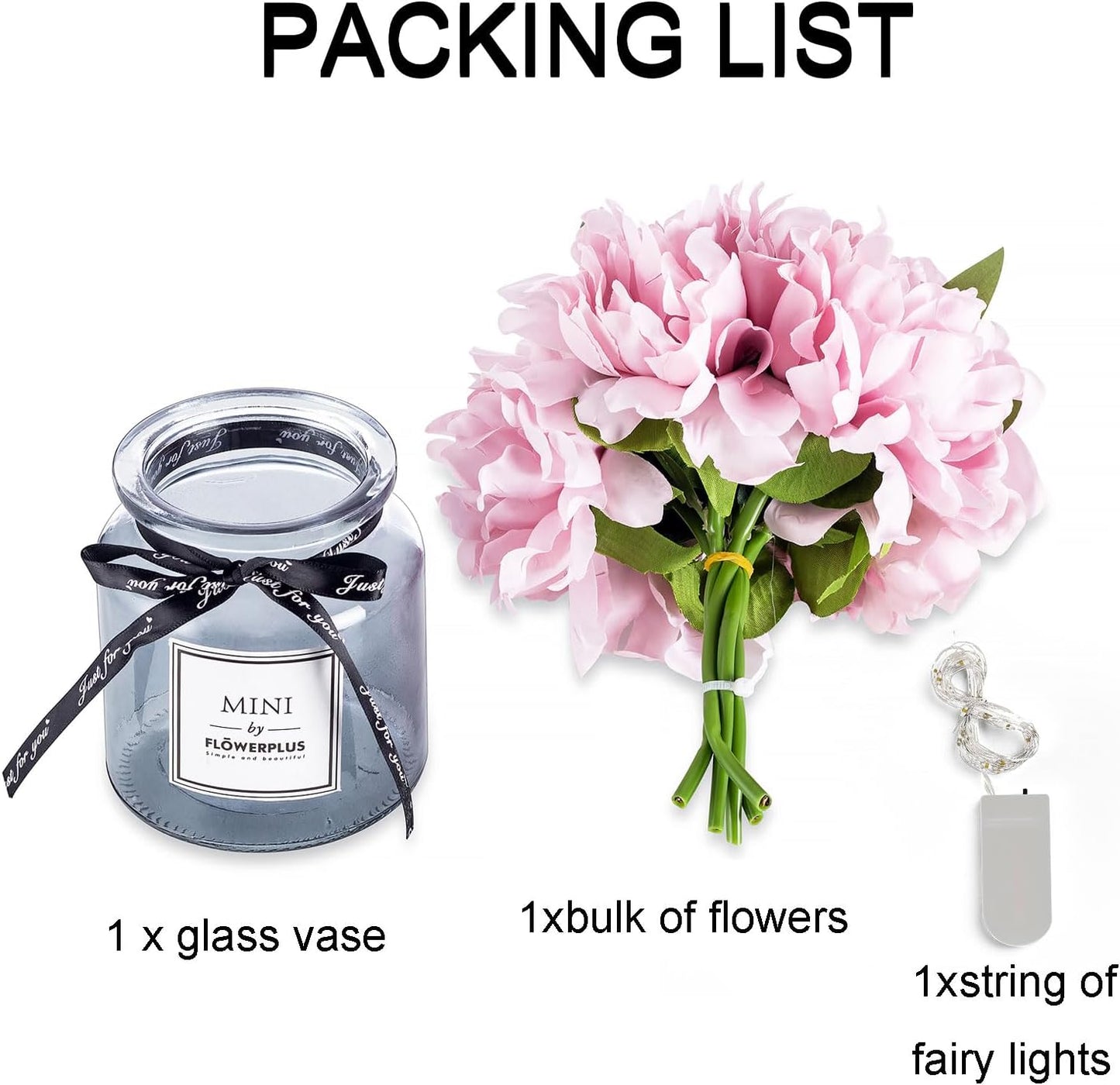 BLOSMON White Fake Flowers with Vase: Small Coffee Table Decor Bathroom Hydrangea Faux Flowers in Vase Office Desk Shelf Home Living Room Bedroom Vanity nightstand Decorations Floral Arrangement