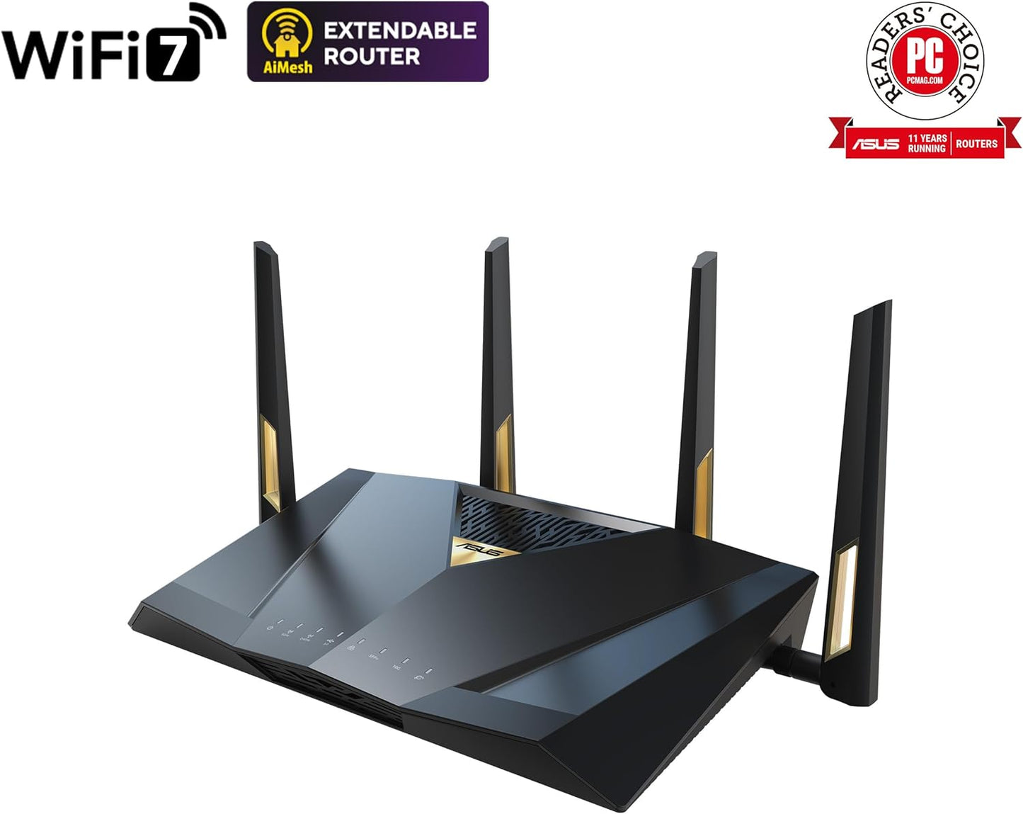 ASUS RT-BE86U BE6800 Dual-Band WiFi 7 Router, Supports 4096-QAM, MLO, AI WAN Detection, AiMesh, Subscription-Free Network Security, and Comprehensive VPN Features, Guest Network Pro, Gaming