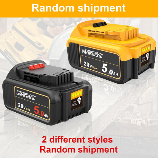 AMICROSS 2 Pack 20V 5000mAh Battery Replacement for Dewalt 20V Battery Compatible with DCB206 DCB200 DCB201 DCB204 20 Volt Lithium-Ion MAX DCD/DCF/DCG Series Cordless Tools & Chargers DCB112 DCB115
