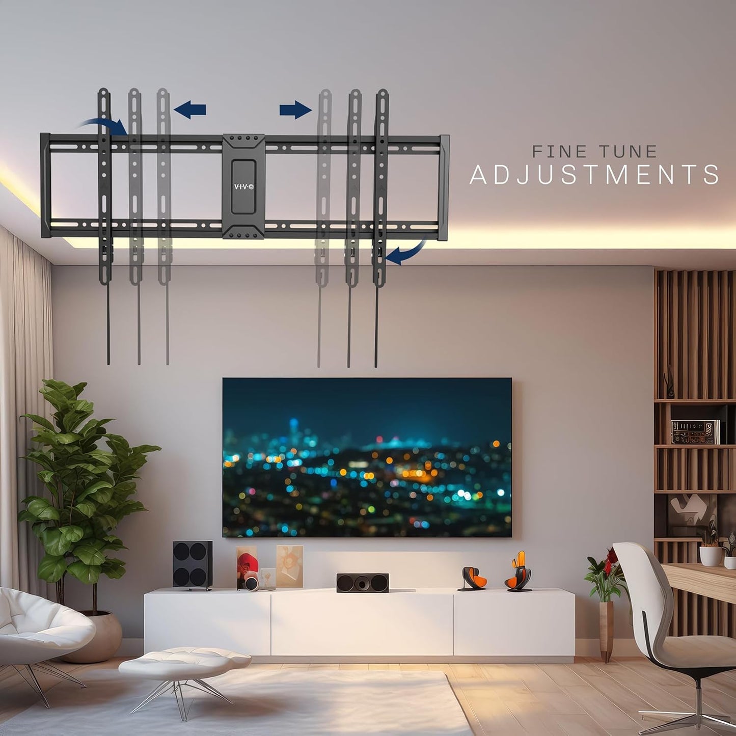 VIVO Extra Large Heavy Duty 43 to 100 inch LCD LED Curved and Flat Panel Screen, TV Wall Mount Bracket with Max 800x400mmmm VESA, Black, MOUNT-VW100F