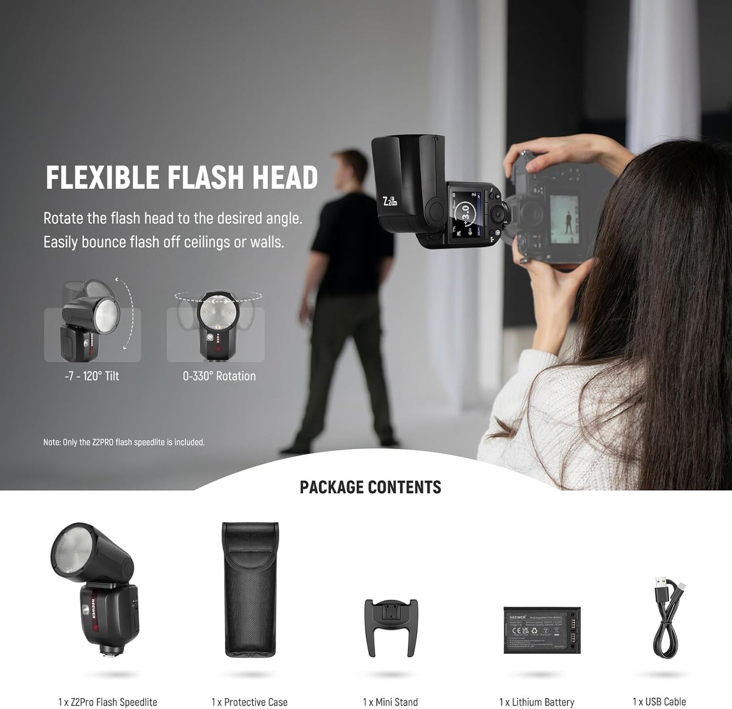 NEEWER Z2PRO-C 2.4G TTL Round Head Flash Speedlite Compatible with Canon, Wireless Compatible with Godox, Upgraded UI, 76Ws 1/8000s HSS, TTL/M TCM Switch, 7.2V/3000mAh Battery, 600 Full Power Flash