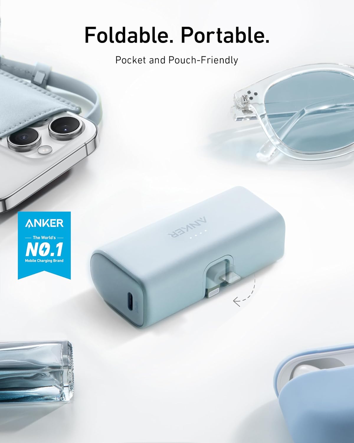 Anker Portable Charger with Built-in Lightning Connector, 5,000mAh MFi Certified 12W Portable Charger, Compatible with iPhone 14/14 Pro / 14 Plus / 14 Pro Max, iPhone 13 and 12 Series