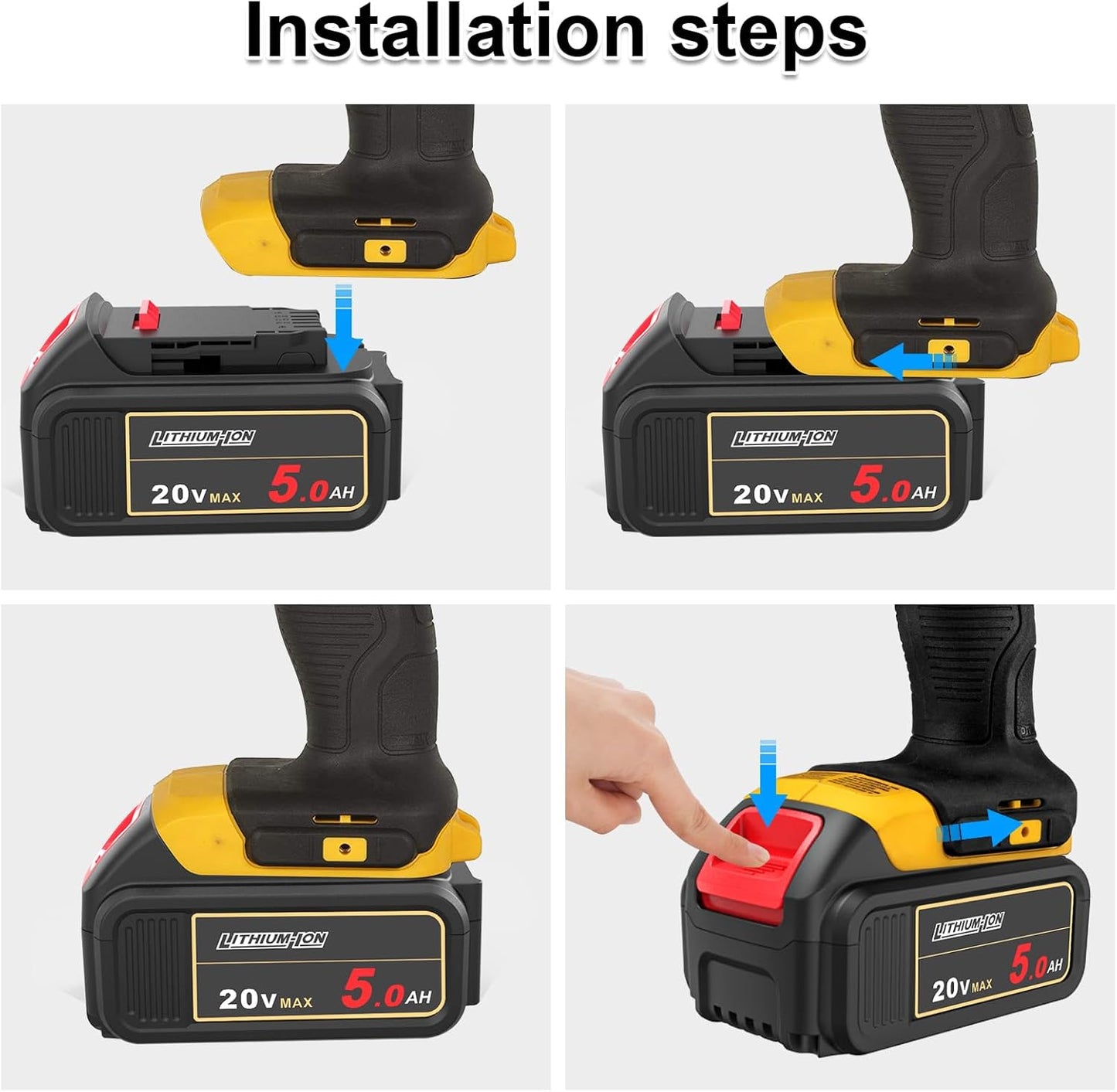 AMICROSS 2 Pack 20V 5000mAh Battery Replacement for Dewalt 20V Battery Compatible with DCB206 DCB200 DCB201 DCB204 20 Volt Lithium-Ion MAX DCD/DCF/DCG Series Cordless Tools & Chargers DCB112 DCB115