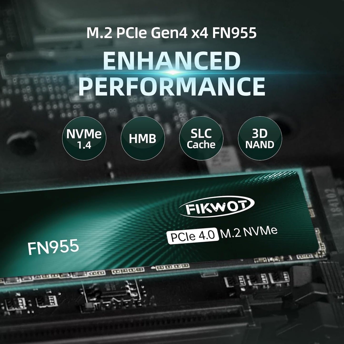Fikwot FN970 2TB M.2 2280 PCIe Gen4 x4 NVMe 1.4 Internal Solid State Drive with Heatsink - Speeds up to 7,400MB/s, Configure DRAM Cache, Compatible PS5 Internal SSD