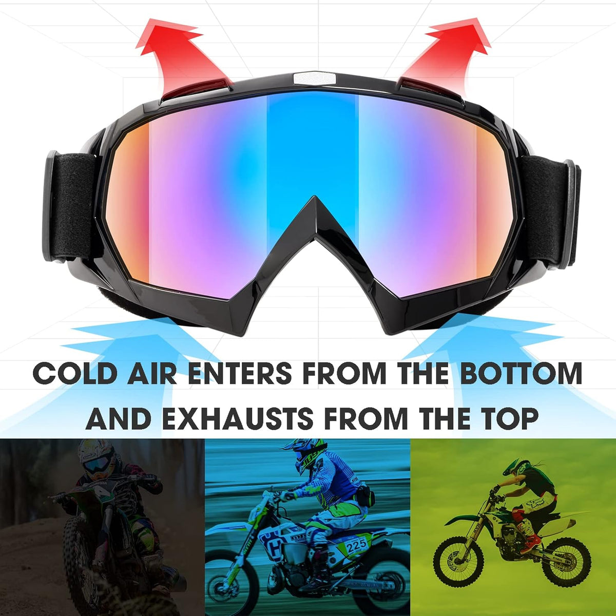 Adult Dirt Bike Goggles, 2-Pack ATV Motorcycle Goggles for Men & Women, Wide Vision Riding Off-Road Goggles - PuriLite
