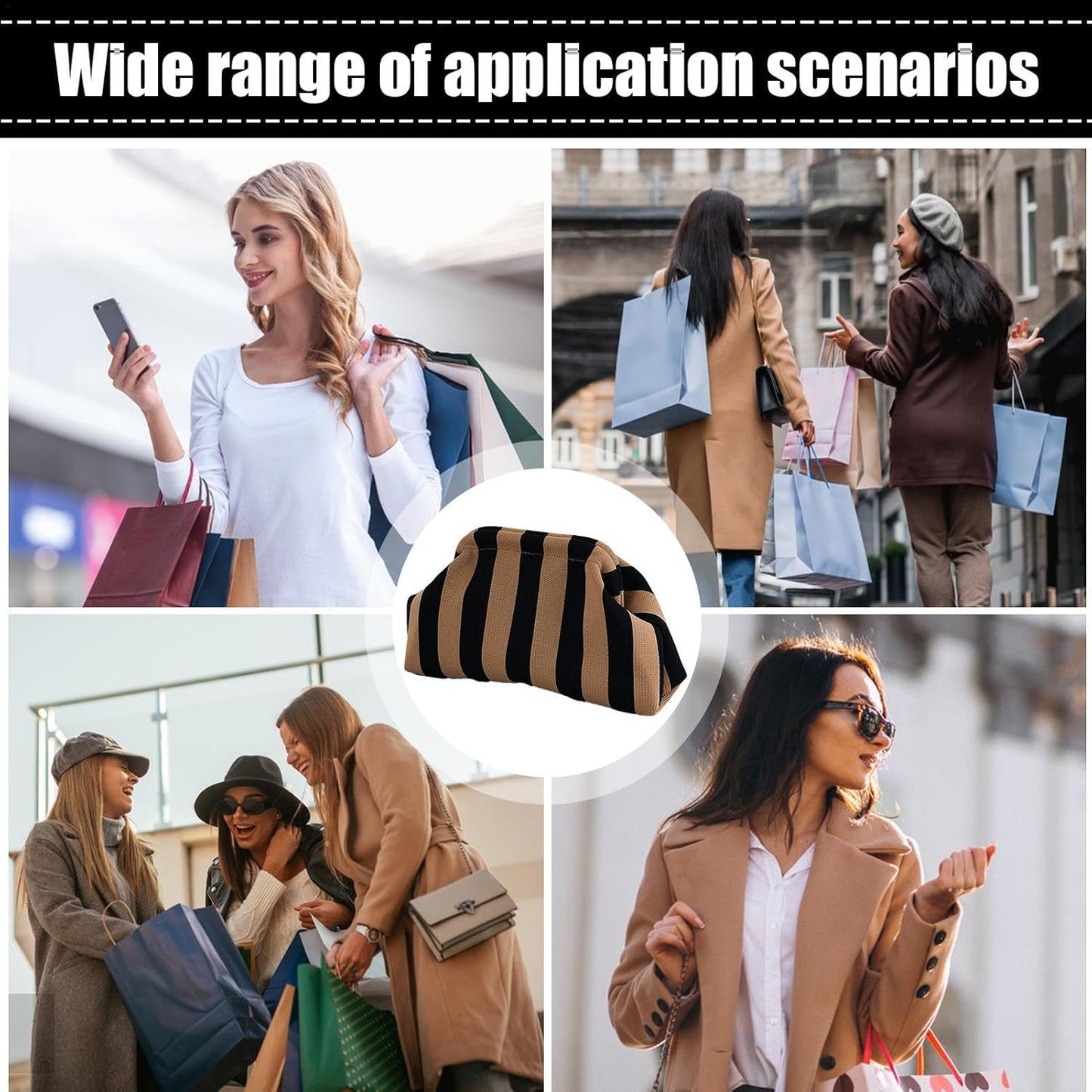 Purilite Select | Knitted Clutch Bag | Colorblock Crochet Handbag | Casual Dumpling Clutch with Kiss Lock for Beach & Everyday Use