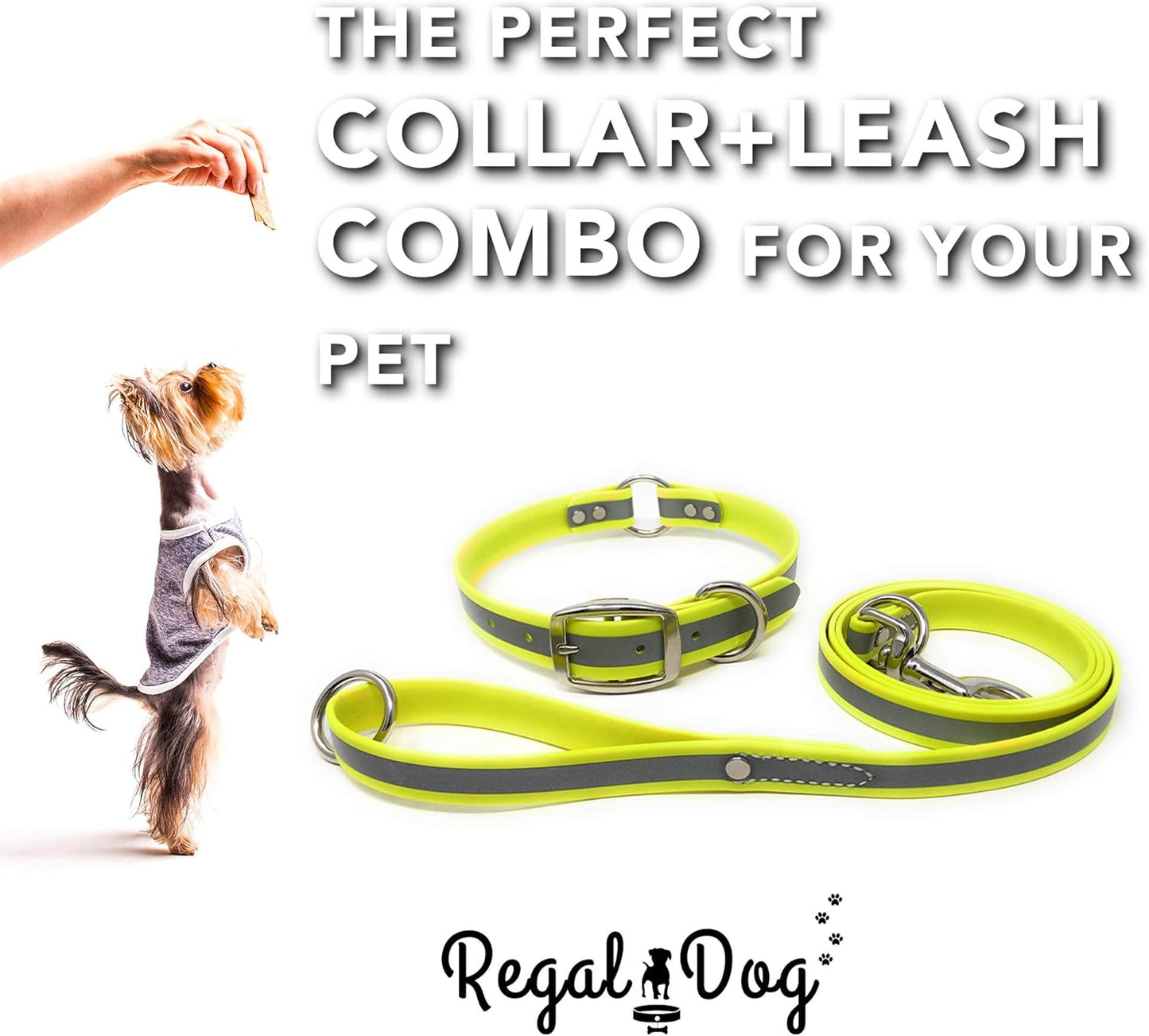 Regal Dog Products Large Pink Heavy Duty Reflective Dog Collar with Center Ring, Metal Buckle and D Ring | Anti-Odor Adjustable Biothane Waterproof Dog Collar | Other Sizes for Small & Medium Dogs