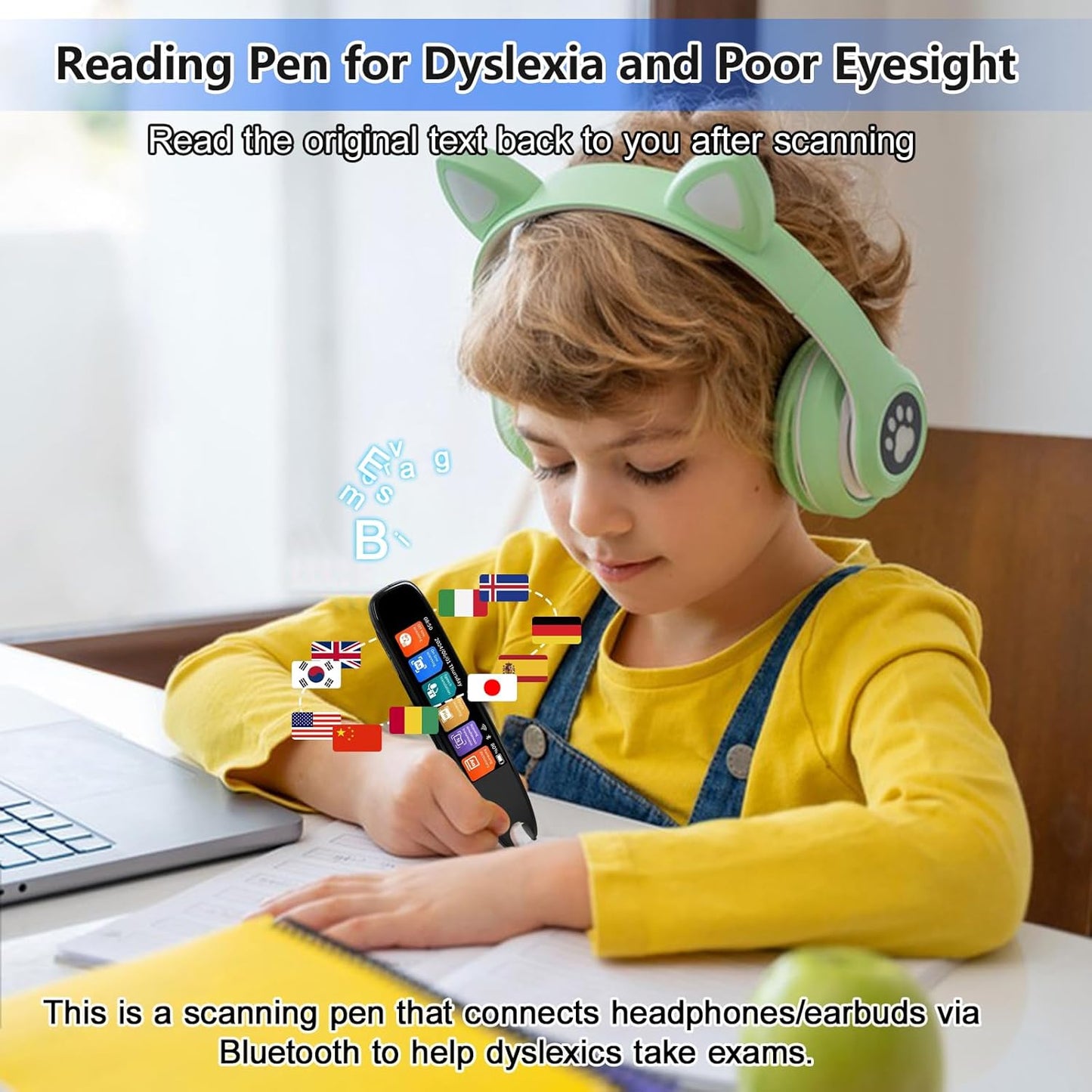 Scan Translation Pen with Camera, 142 Languages Two-Way Instant Translator Pen for Voice, Text, Photo, Offline Online Translation for Business Learning Travel, OCR Digital Reading Pen for Dyslexia