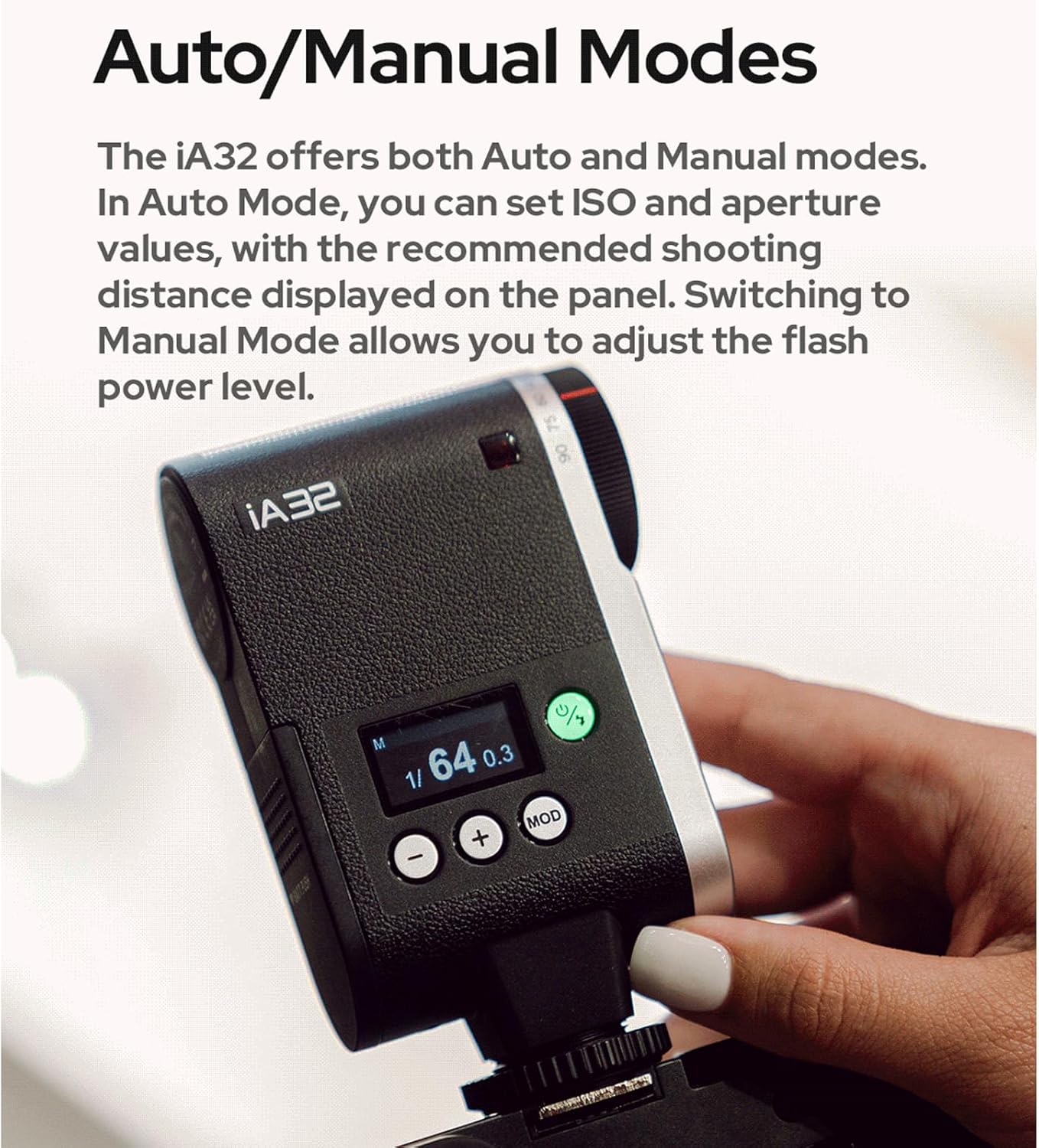 Godox IA32 Mini Camare Flash,Speedlite GN15 with 8 Levels Flash Power 1/128-1/1,S1/S2 Optical Control for Fuji,for Canon,for Nikon,for Sony, for Olympus