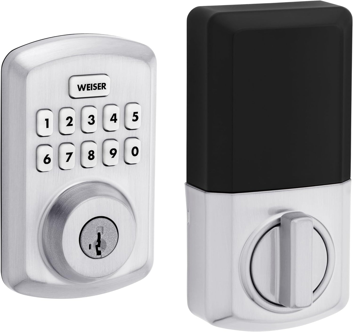 Weiser Powerbolt 3 Matte Black Keyless Entry Door Lock/Deadbolt Lock, 10-Button Keypad Door Lock with Auto Lock and 12-Month Battery Life, Electronic Door Locks for Front Door, Home Décor