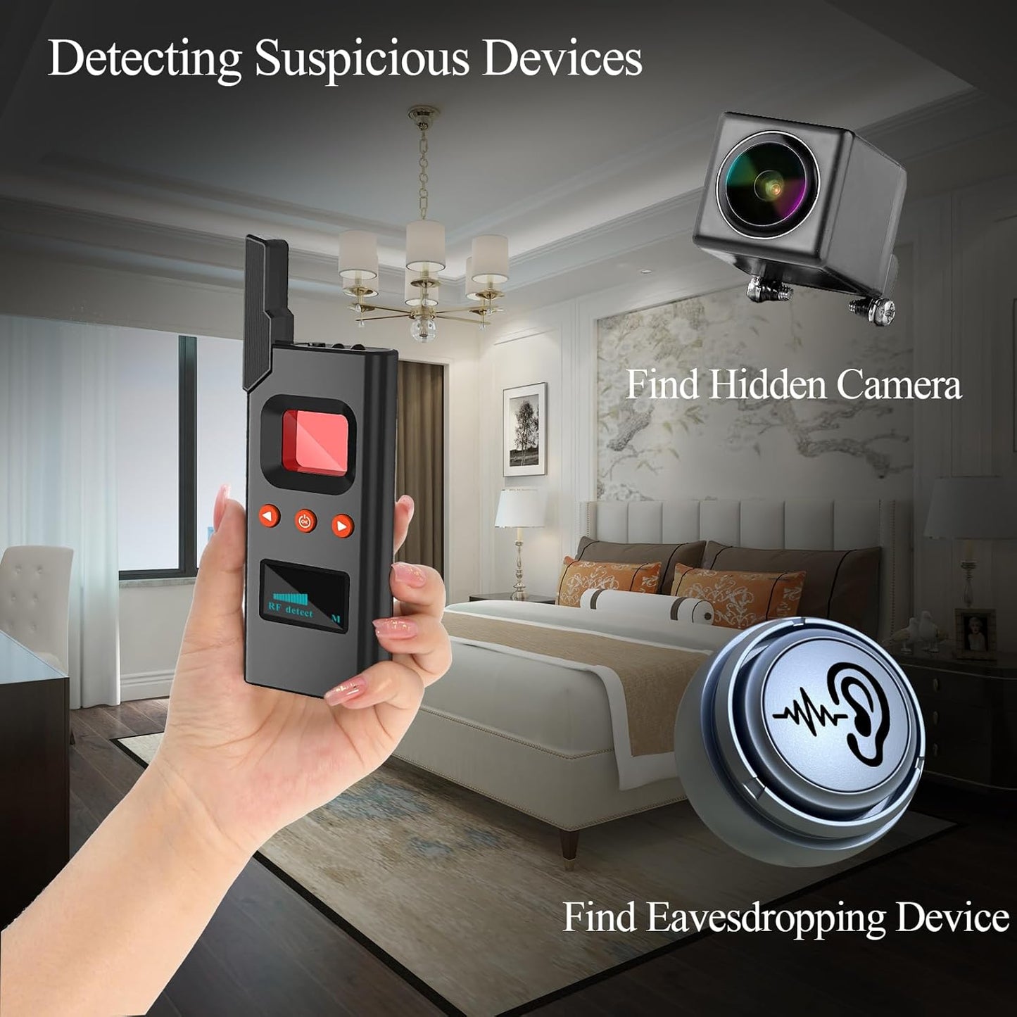 KAXYUYA Camera Finder, Hidden Camera Detector Bug Detector, Tracker Detector, Personal Privacy Protection Device for Car, Hotel, Meeting, Travel