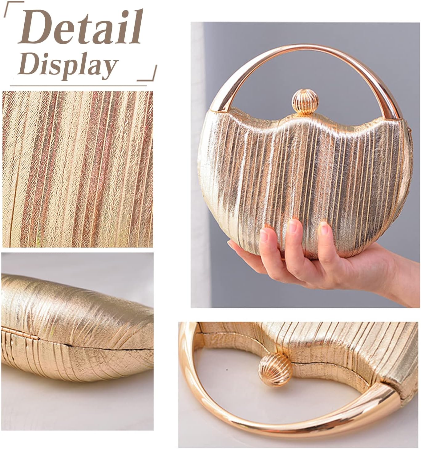 CORIOS Women Clutch Bag Glitter Evening Bag Bridal Wedding Purse Elegant Shoulder Bag