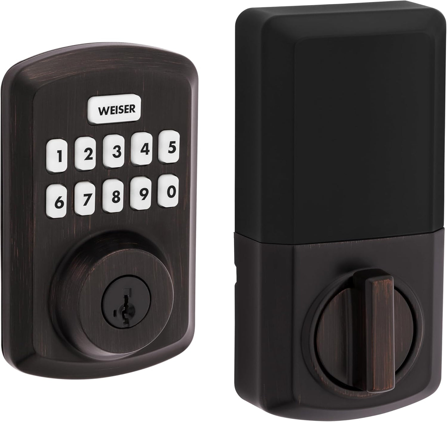 Weiser Powerbolt 3 Matte Black Keyless Entry Door Lock/Deadbolt Lock, 10-Button Keypad Door Lock with Auto Lock and 12-Month Battery Life, Electronic Door Locks for Front Door, Home Décor