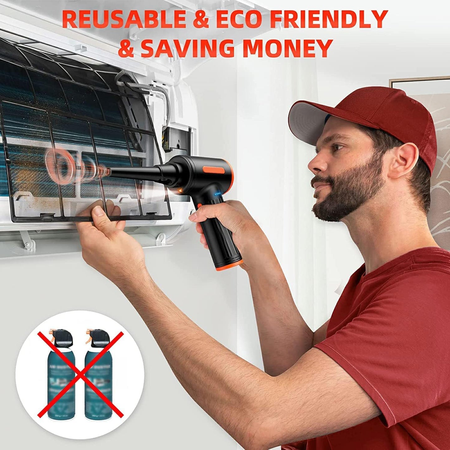Compressed Air Duster, 130000RPM Electric Air Duster Replaces Compressed Air Cans, 3 Speed, Cordless Air Blower for Cleaning Camera Computer Household Pet Hair