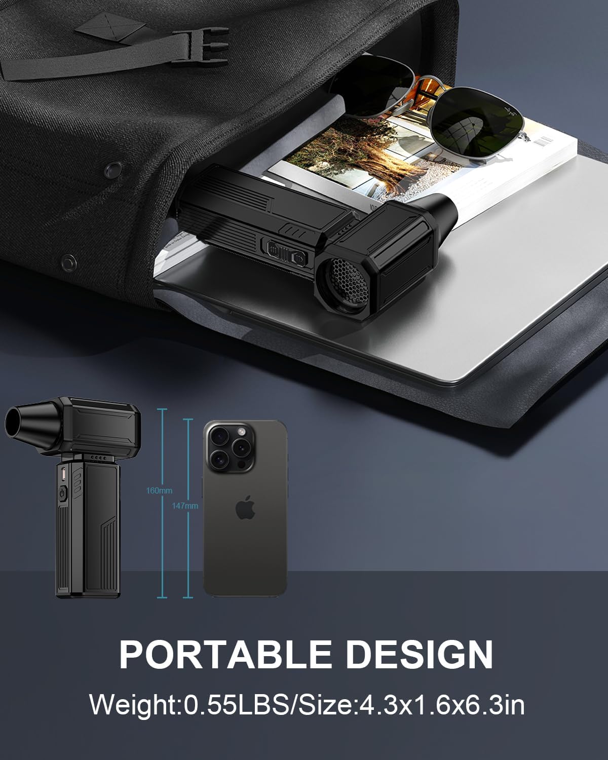 Aduarjo Rechargeable Electric Air Duster, Stepless Speed Adjustable Cordless Compressed Air Blower for Keyboard, PC, Home, Car Cleaning