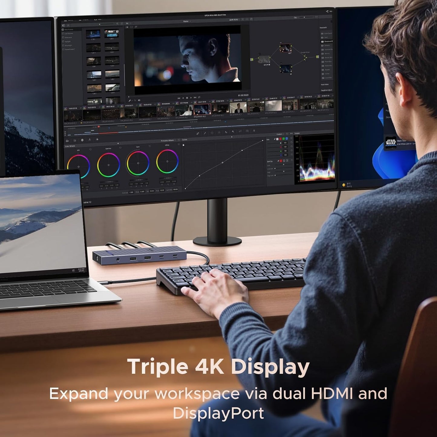 UGREEN Docking Station, 12 in 1 Revodok Pro Triple 4K Display with Dual HDMI & DP, USB-C Dock with 4K@120Hz DisplayPort, 10Gbps Data Port, 100W PD, 170MB/s SD/TF, Aluminum Hub for Dell, HP Laptop