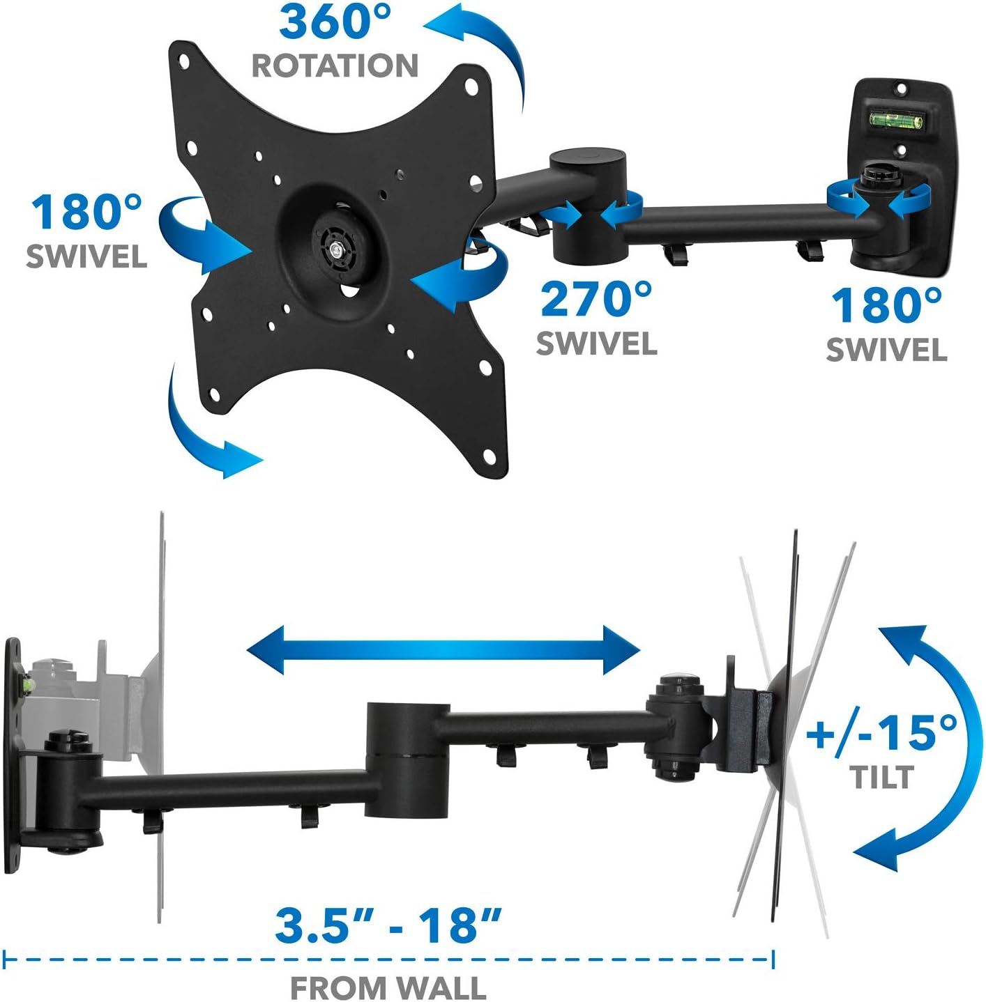 Mount-It! TV Wall Mount Bracket | Quick Release | Full Motion Swing Out Tilt Swivel | Articulating Arm for 13-42" Flat Screens and Monitors | VESA 75 to 200 | 44 Pound Capacity | Anti-Theft Locking